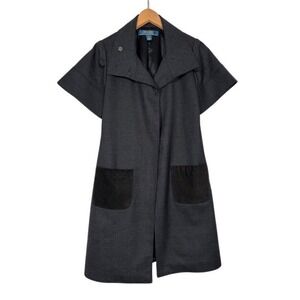 MILLARD FILLMORE Anthropologie Charcoal Gray Wool Blend Short Sleeve Coat Size S